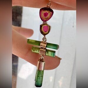 15.00 carat genuine watermelon tourmaline pendant custom made